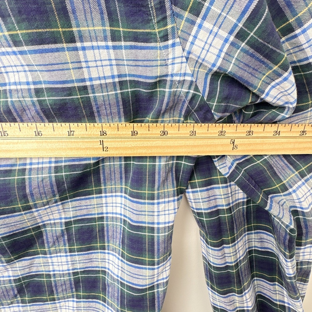 Ralph Lauren Button Down Shirt Mens Medium Navy Blue White Tartan Plaid Preppy - Picture 7 of 9